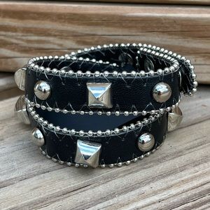 Stella Z Black Leather Studded Edge Wrap Cuff! NEW!